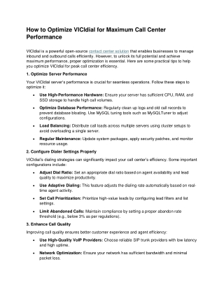 How to Optimize VICIdial for Maximum Call Center Performance