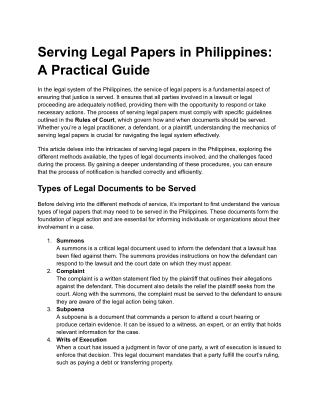 Serving Legal Papers in Philippines: A Practical Guide