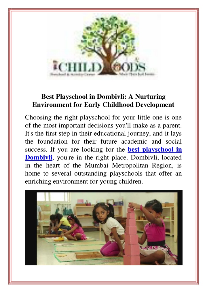 best playschool in dombivli a nurturing