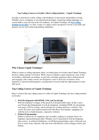 top coding courses at gwalior s best coding