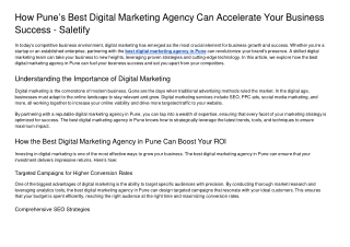 How Pune’s Best Digital Marketing Agency Can Accelerate Your Business Success - Saletify