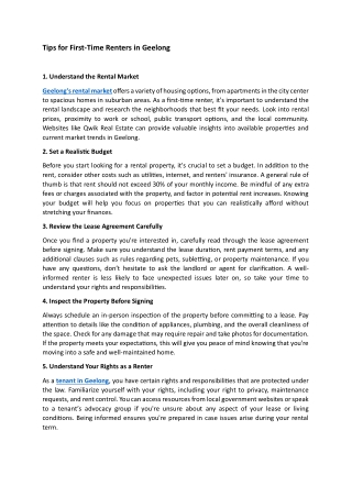 tips for first time renters in geelong