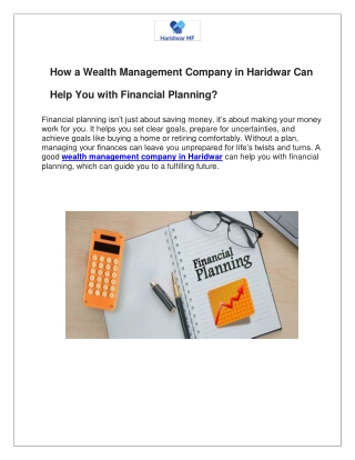 How a Wealth Management Company in Haridwar Can Help You with Financial Planning