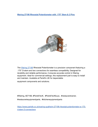 Waring 27198 Rheostat Potentiometer with