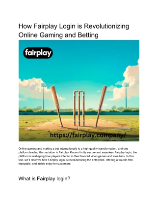 How Fairplay Login is Revolutionizing Online Gaming and Betting