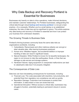 why data backup and recovery portland