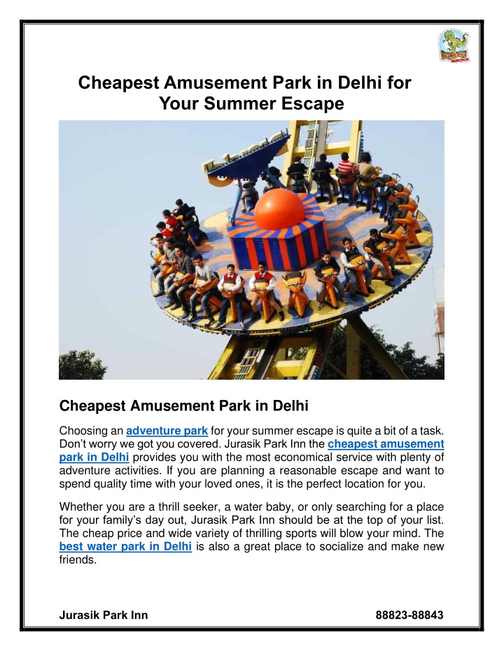 cheapest amusement park in delhi for your summer