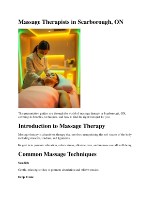 Massage Therapists in Scarborough