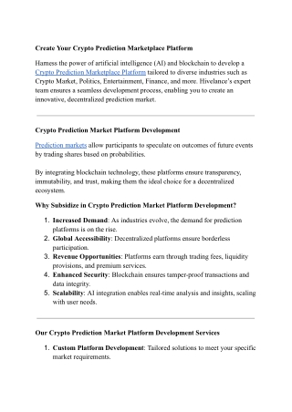 Decentralized Prediction Marketplace Development Customized Prediction Market