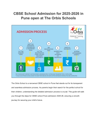 CBSE School Admission for 2025-2026 in Pune open at The Orbis Schools