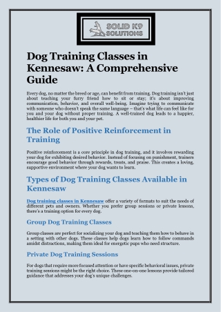 dog training classes in kennesaw a comprehensive