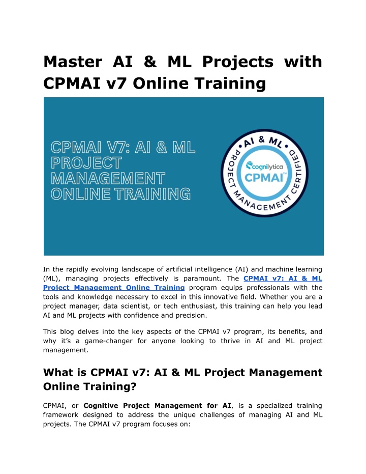 master ai ml projects with cpmai v7 online