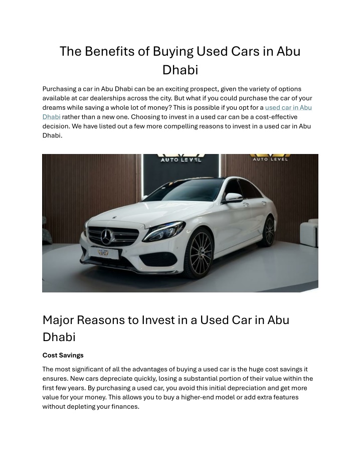 the benefits of buying used cars in abu dhabi