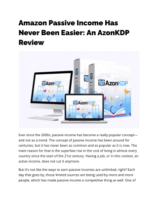 The Easiest Way to Earn Passive Income: AzonKDP Full Review