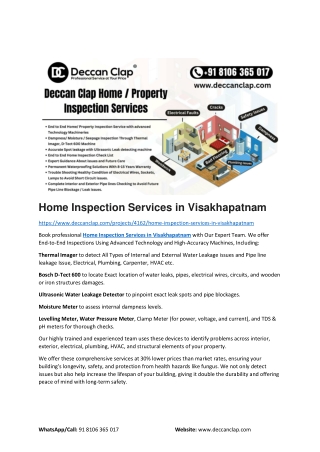 Best  Home Inspection Services in Visakhapatnam