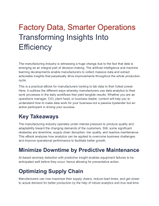 Factory Data, Smarter Operations Transforming Insights Into Efficiency