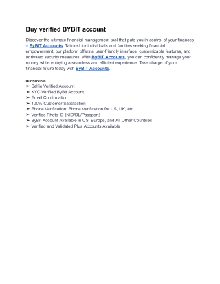 USA Best Place to Buy verified BYBIT account 2025