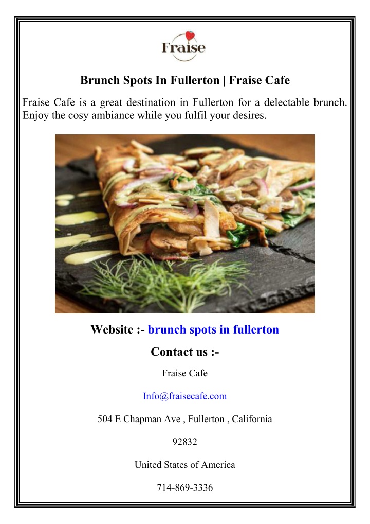 brunch spots in fullerton fraise cafe