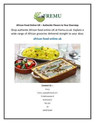 African Food Online UK  Authentic Flavors to Your Doorstep