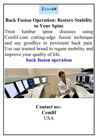back fusion operation restore stability to your
