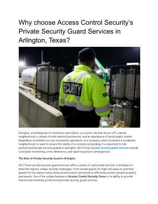 Why choose Access Control Security’s Private Security Guard Services in Arlington, Texas