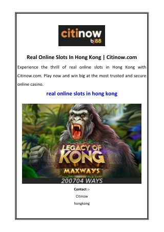 real online slots in hong kong citinow com