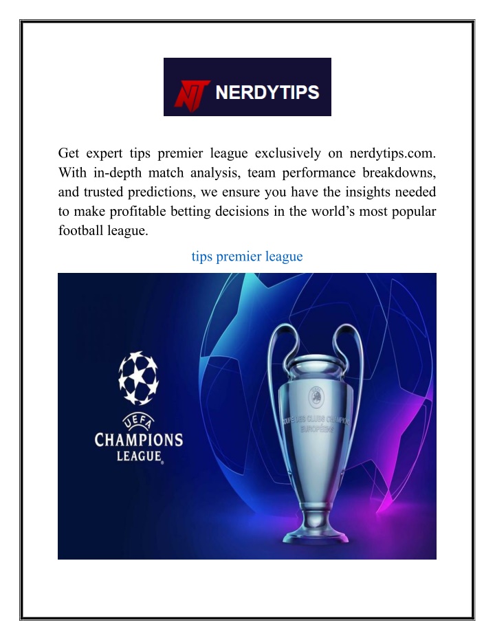 get expert tips premier league exclusively