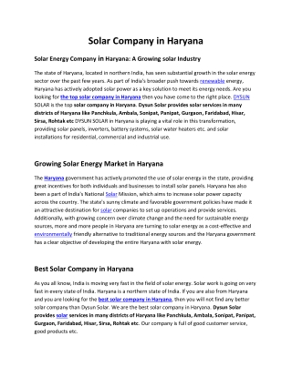 Solar Company in Haryana