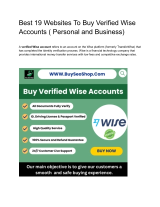 Best 19 Websites To Buy Verified Wise Accounts ( Personal and Business)