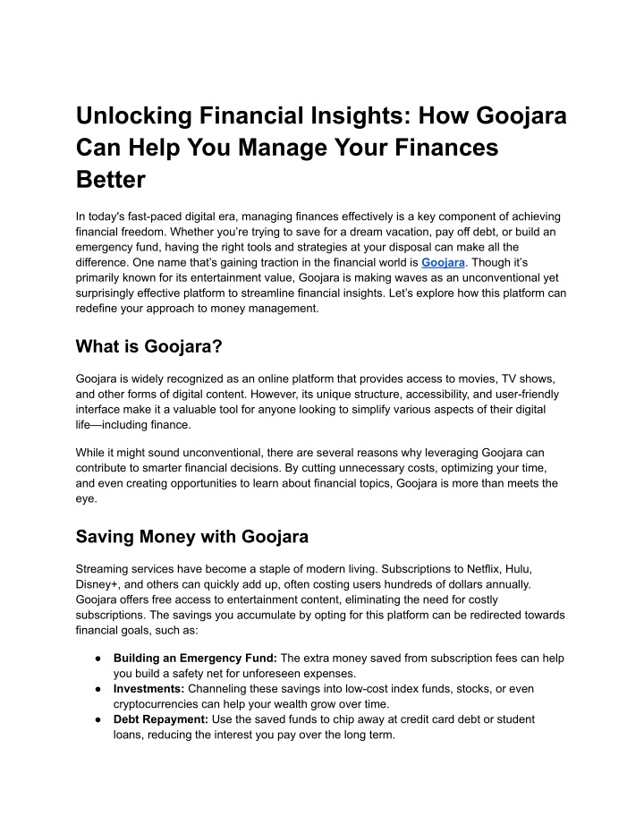 unlocking financial insights how goojara can help