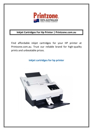 Inkjet Cartridges For Hp Printer | Printzone.com.au