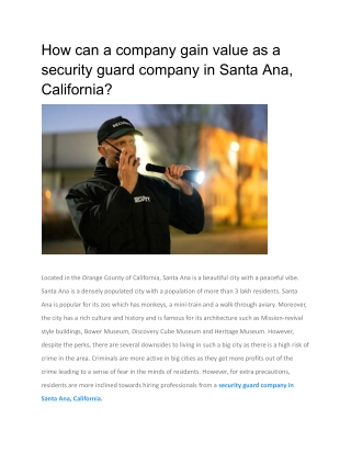 How can a company gain value as a security guard company in Santa Ana, California