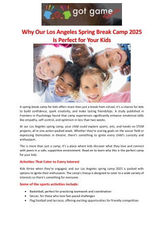 Why Our Los Angeles Spring Break Camp 2025 Is Perfect for Your Kids