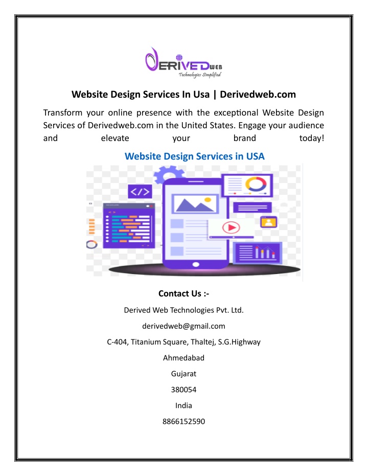website design services in usa derivedweb com