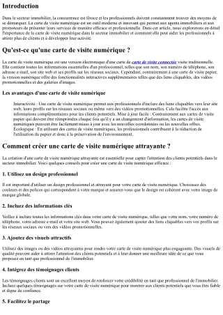 La carte de visite numérique : un outil indispensable pour les professionnels du