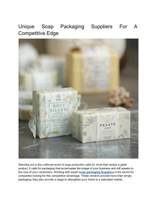 Unique Soap Packaging Suppliers for a Competitive Edge