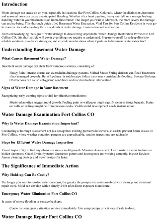 Basement Water Extraction: Necessary Tips for Fort Collins Residents