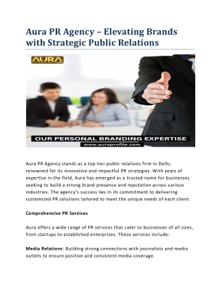 Aura PR Agency – Elevating Brands with Strategic Public Relations