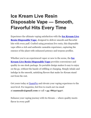 Ice Kream Live Resin Disposable Vape — Smooth, Flavorful Hits Every Time