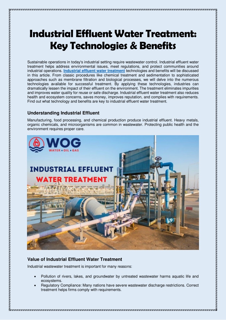 industrial effluent water treatment