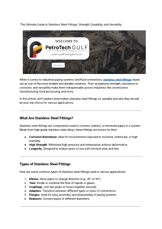 The Ultimate Guide to Stainless Steel Fittings_ Strength, Durability, and Versatility
