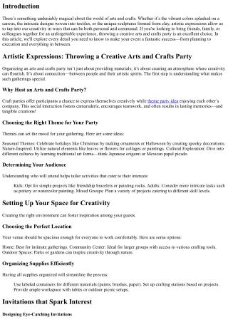 Artistic Expressions: Throwing a Creative Arts and Crafts Party