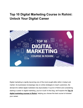 Top 10 Digital Marketing Course in Rohini