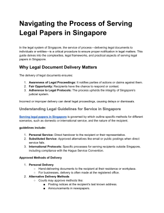 Serving Documents in Singapore: A Comprehensive Guide