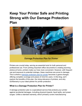Damage Protection Plan for Printer_ Secure Your Investment in Printing Excellence