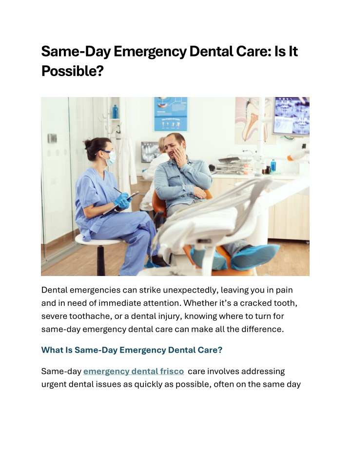 same day emergency dental care is it possible