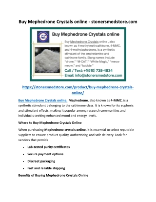 Buy Mephedrone Crystals online - stonersmedstore