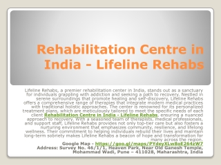 Rehabilitation Centre in India - Lifeline Rehabs