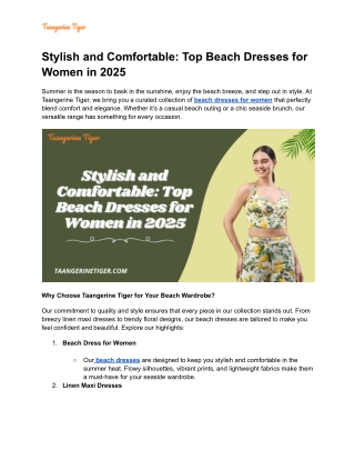 Stylish and Comfortable_ Top Beach Dresses for Women in 2025
