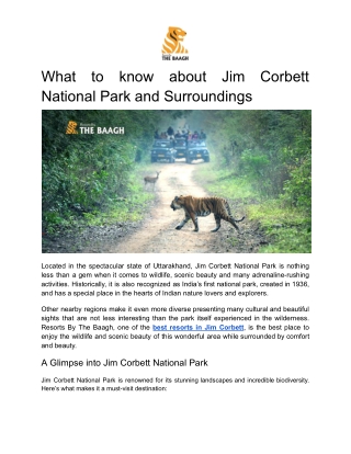 What to know about Jim Corbett National Park and Surroundings